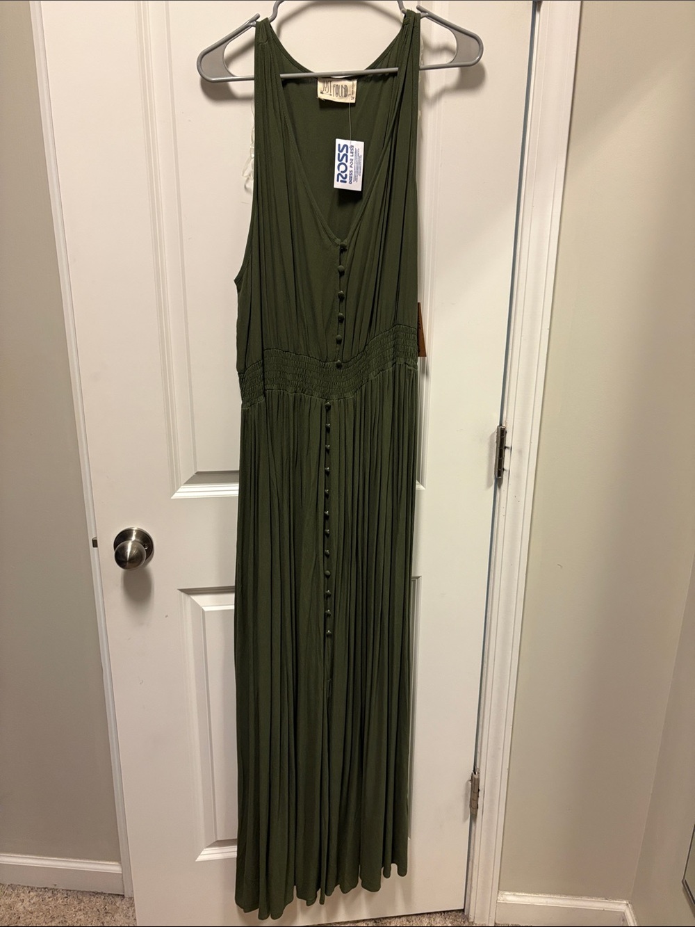 Dark Green button up Sleeveless Maxi Dress plus size 2x